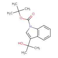 Chemical structure of tert-butyl 3-(2-hydroxypropan-2-yl)-1H-indole-1-carboxylate - CSSB21246278972