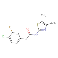 Chemical structure of 2-(4-chloro-3-fluorophenyl)-N-(4,5-dimethyl-1,3-thiazol-2-yl)acetamide - CSSB00136201861