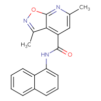 Chemical structure of 3,6-dimethyl-N-(naphthalen-1-yl)-[1,2]oxazolo[5,4-b]pyridine-4-carboxamide - CSSB00046147544