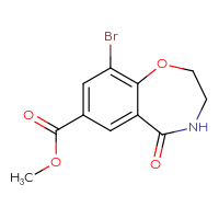 Chemical structure of methyl 9-bromo-5-oxo-2,3,4,5-tetrahydro-1,4-benzoxazepine-7-carboxylate - CSSB00102952674
