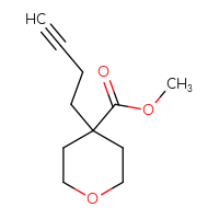 Chemical structure of methyl 4-(but-3-yn-1-yl)oxane-4-carboxylate - CSSB21381578130