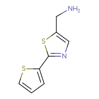 Chemical structure of 1-[2-(thiophen-2-yl)-1,3-thiazol-5-yl]methanamine - CSSB00011446848