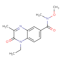 Chemical structure of 1-ethyl-N-methoxy-N,3-dimethyl-2-oxo-1,2-dihydroquinoxaline-6-carboxamide - CSSB02271959310