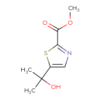 Chemical structure of methyl 5-(2-hydroxypropan-2-yl)-1,3-thiazole-2-carboxylate - CSSB06787716735