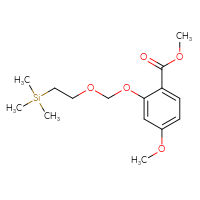 Chemical structure of methyl 4-methoxy-2-{[2-(trimethylsilyl)ethoxy]methoxy}benzoate - CSSB20965403806