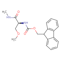 Chemical structure of (9H-fluoren-9-yl)methyl N-[(1S)-2-methoxy-1-(methylcarbamoyl)ethyl]carbamate - CSSB21043422660