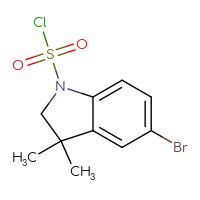 Chemical structure of 5-bromo-3,3-dimethyl-2,3-dihydro-1H-indole-1-sulfonyl chloride - CSSB15004700981