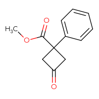 Chemical structure of methyl 3-oxo-1-phenylcyclobutane-1-carboxylate - CSSB00011009536