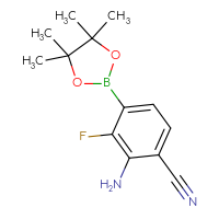 Chemical structure of 2-amino-3-fluoro-4-(4,4,5,5-tetramethyl-1,3,2-dioxaborolan-2-yl)benzonitrile - CSSB21387355125