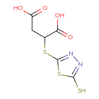 Chemical structure of 2-[(5-sulfanyl-1,3,4-thiadiazol-2-yl)sulfanyl]butanedioic acid - CSSB00009998173