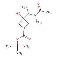 Chemical structure of tert-butyl 3-hydroxy-3-[1-(N-methylacetamido)ethyl]azetidine-1-carboxylate - CSSB03496575461
