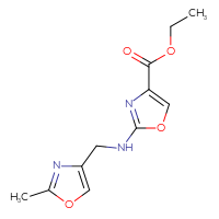 Chemical structure of ethyl 2-{[(2-methyl-1,3-oxazol-4-yl)methyl]amino}-1,3-oxazole-4-carboxylate - CSSB00904802353