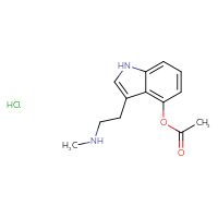 Chemical structure of 3-[2-(methylamino)ethyl]-1H-indol-4-yl acetate hydrochloride - CSSB14863685564