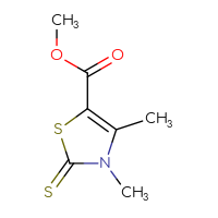 Chemical structure of methyl 3,4-dimethyl-2-sulfanylidene-2,3-dihydro-1,3-thiazole-5-carboxylate - CSSB00010777790