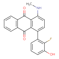 Chemical structure of 1-(2-fluoro-3-hydroxyphenyl)-4-(methylamino)-9,10-dihydroanthracene-9,10-dione - CSSB06593539441