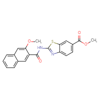 Chemical structure of methyl 2-(3-methoxynaphthalene-2-amido)-1,3-benzothiazole-6-carboxylate - CSSB00121599073