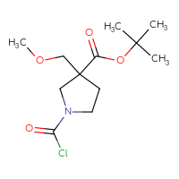 Chemical structure of tert-butyl 1-(carbonochloridoyl)-3-(methoxymethyl)pyrrolidine-3-carboxylate - CSSB14968819580