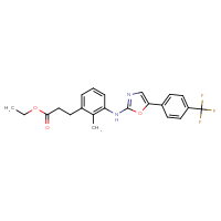 Chemical structure of ethyl 3-[2-methyl-3-({5-[4-(trifluoromethyl)phenyl]-1,3-oxazol-2-yl}amino)phenyl]propanoate - CSSB20621663168