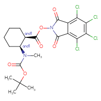 Chemical structure of rac-4,5,6,7-tetrachloro-1,3-dioxo-2,3-dihydro-1H-isoindol-2-yl (1R,2S)-2-{[(tert-butoxy)carbonyl](methyl)amino}cyclohexane-1-carboxylate - CSSB20620685112