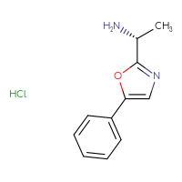 Chemical structure of (1R)-1-(5-phenyl-1,3-oxazol-2-yl)ethan-1-amine hydrochloride - CSSB02495339337