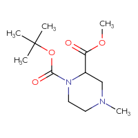 Chemical structure of 1-tert-butyl 2-methyl 4-methylpiperazine-1,2-dicarboxylate - CSSB00135110619