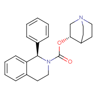 Chemical structure of (3S)-1-azabicyclo[2.2.2]octan-3-yl (1R)-1-phenyl-1,2,3,4-tetrahydroisoquinoline-2-carboxylate - CSSB00025774142