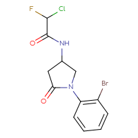Chemical structure of N-[1-(2-bromophenyl)-5-oxopyrrolidin-3-yl]-2-chloro-2-fluoroacetamide - CSSB21332119673