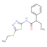 Chemical structure of N-[5-(ethylsulfanyl)-1,3,4-thiadiazol-2-yl]-2-phenylbutanamide - CSSB00026245502