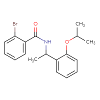 Chemical structure of 2-bromo-N-{1-[2-(propan-2-yloxy)phenyl]ethyl}benzamide - CSSB02122092222