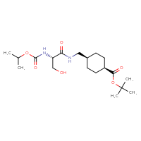 Chemical structure of tert-butyl (1s,4s)-4-{[(2S)-3-hydroxy-2-{[(propan-2-yloxy)carbonyl]amino}propanamido]methyl}cyclohexane-1-carboxylate - CSSB21432459197