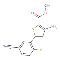 Chemical structure of methyl 3-amino-5-(5-cyano-2-fluorophenyl)thiophene-2-carboxylate - CSSB06586800540