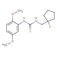 Chemical structure of 1-(2,5-dimethoxyphenyl)-3-[(1-fluorocyclopentyl)methyl]thiourea - CSSB01874774656
