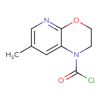 Chemical structure of 7-methyl-1H,2H,3H-pyrido[2,3-b][1,4]oxazine-1-carbonyl chloride - CSSB06604559578
