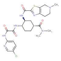 Chemical structure of N'-(5-chloropyridin-2-yl)-N-[(1S,2S,4R)-4-(dimethylcarbamoyl)-2-{5-methyl-4H,5H,6H,7H-[1,3]thiazolo[5,4-c]pyridine-2-amido}cyclohexyl]ethanediamide - CSSB00025715429