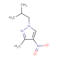 Chemical structure of 3-methyl-1-(2-methylpropyl)-4-nitro-1H-pyrazole - CSSB00010759143