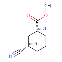 Chemical structure of rac-methyl (1R,3S)-3-cyanocyclohexane-1-carboxylate - CSSB14965984817