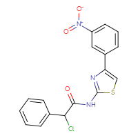 Chemical structure of 2-chloro-N-[4-(3-nitrophenyl)-1,3-thiazol-2-yl]-2-phenylacetamide - CSSB00000680793