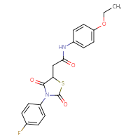 Chemical structure of N-(4-ethoxyphenyl)-2-[3-(4-fluorophenyl)-2,4-dioxo-1,3-thiazolidin-5-yl]acetamide - CSSB00121583612