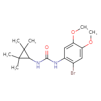 Chemical structure of 1-(2-bromo-4,5-dimethoxyphenyl)-3-(2,2,3,3-tetramethylcyclopropyl)urea - CSSB02123404914