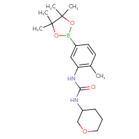 Chemical structure of 3-[2-methyl-5-(4,4,5,5-tetramethyl-1,3,2-dioxaborolan-2-yl)phenyl]-1-(oxan-3-yl)urea - CSSB21245997010