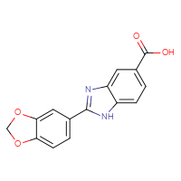 Chemical structure of 2-(2H-1,3-benzodioxol-5-yl)-1H-1,3-benzodiazole-5-carboxylic acid - CSSB00025739636