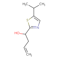 Chemical structure of 1-[5-(propan-2-yl)-1,3-thiazol-2-yl]but-3-en-1-ol - CSSB20671647388