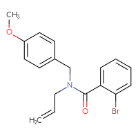 Chemical structure of 2-bromo-N-[(4-methoxyphenyl)methyl]-N-(prop-2-en-1-yl)benzamide - CSSB02121822176