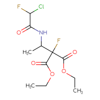Chemical structure of 1,3-diethyl 2-[1-(2-chloro-2-fluoroacetamido)ethyl]-2-fluoropropanedioate - CSSB21332169711