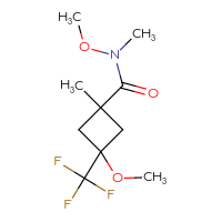 Chemical structure of N,3-dimethoxy-N,1-dimethyl-3-(trifluoromethyl)cyclobutane-1-carboxamide - CSSB21151590628