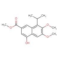 Chemical structure of methyl 4-hydroxy-6,7-dimethoxy-8-(propan-2-yl)naphthalene-2-carboxylate - CSSB00132310970
