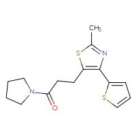 Chemical structure of 3-[2-methyl-4-(thiophen-2-yl)-1,3-thiazol-5-yl]-1-(pyrrolidin-1-yl)propan-1-one - CSSB00121604880