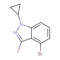 Chemical structure of 4-bromo-1-cyclopropyl-3-iodo-1H-indazole - CSSB03219847843