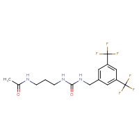 Chemical structure of N-{3-[({[3,5-bis(trifluoromethyl)phenyl]methyl}carbamoyl)amino]propyl}acetamide - CSSB01432636244