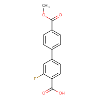 Chemical structure of 3-fluoro-4'-(methoxycarbonyl)-[1,1'-biphenyl]-4-carboxylic acid - CSSB00150700951